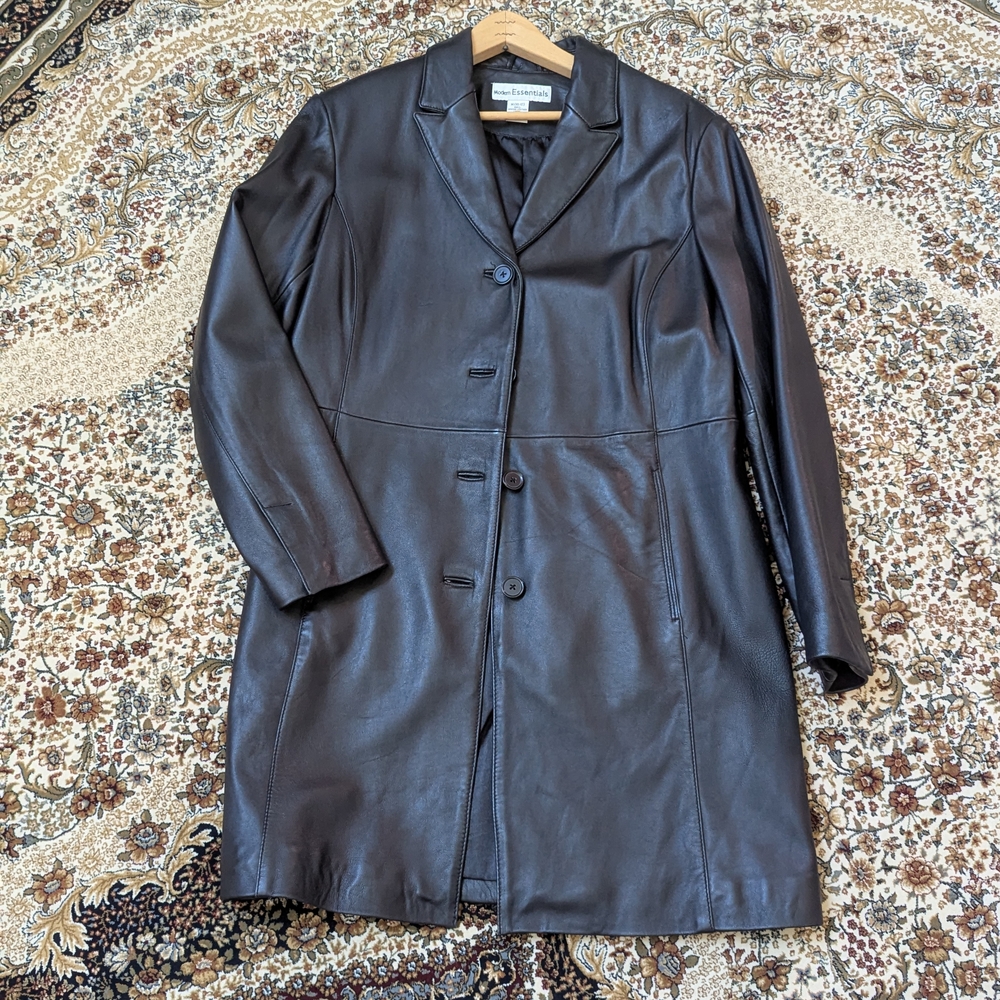 Modern Essentials Genuine Leather Trench Coat Size M (10-12)